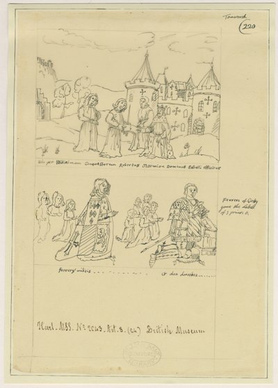 Tamworth Church - Fönsterglas: spårning i bläck och [?1600-talet] (ritning) av William Dugdale