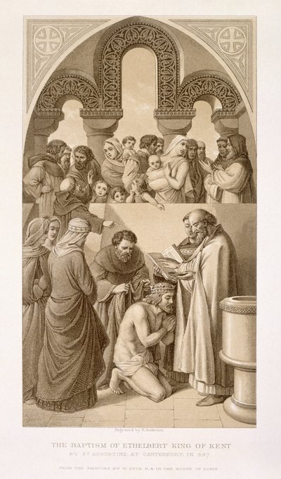 The Baptism of King Ethelbert (c.552-616) of Kent av St. Augustine i Canterbury 597, från 