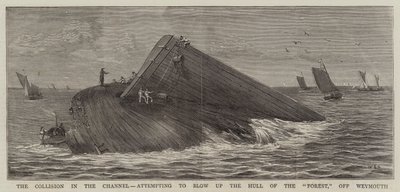 Kollisionen i kanalen, försök att spränga Hull of the Forest utanför Weymouth. av William Edward Atkins