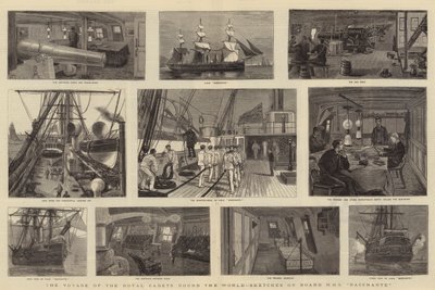 De kungliga kadetternas resa runt världen, skisser ombord på HMS Bacchante av William Edward Atkins