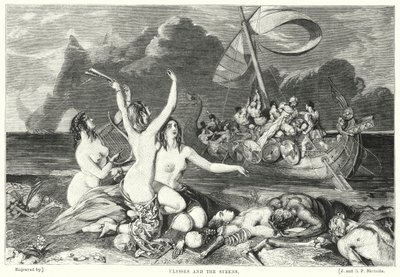 Ulysses och syrenerna (gravyr) av William Ellis