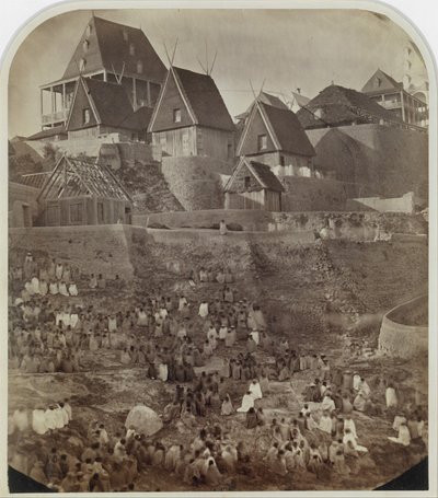 Utsikt över Antsahatsiroa, Madagaskar, 1862-65. av William Ellis