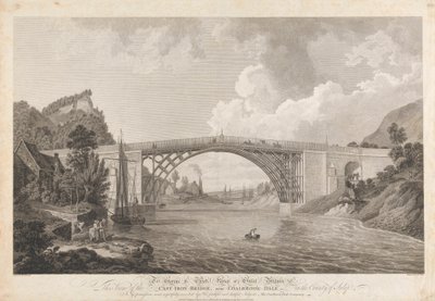 Utsikt över Cast Iron Bridge nära Coalbrookdale av William Ellis