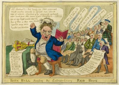 John Bull läser den extraordinära röda boken av William Elmes