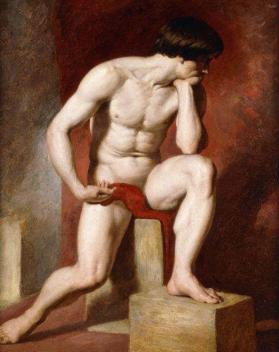 En manlig naken, sittande i full längd, av William Etty