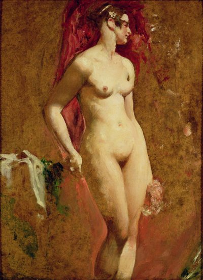 Standing Naken (olja på duk) av William Etty