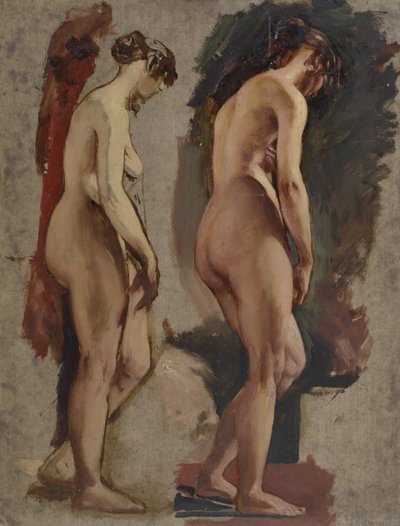 Två stående kvinnliga nakenbilder i full längd, vända till höger, 1815-45 av William Etty