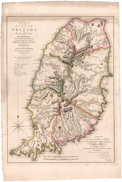 En ny plan för ön Grenada av Paterson av William Faden