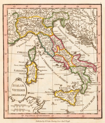 Forntida Italien. Karta. av William Faden