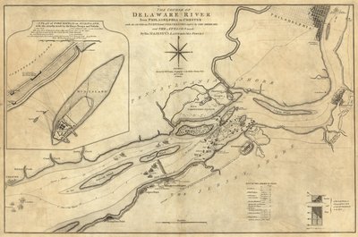 Delawareflodens lopp från Philadelphia till Chester av William Faden