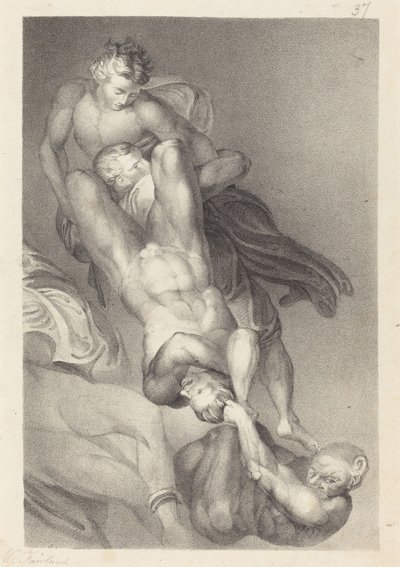 En del av den sista domen från Michael Angelo av William Fairland after John Flaxman