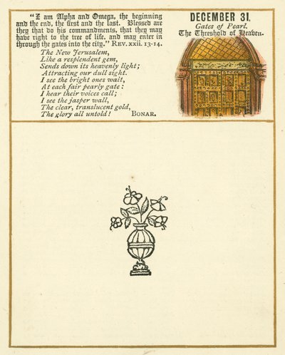 Sida från The Bible Emblem Anniversary Book (färglitografi) av William Foster
