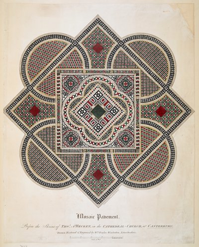 Mosaiktrottoar framför Thomas A Beckets helgedom i katedralkyrkan i Canterbury av William Fowler