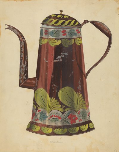 Toleware tenn kaffekanna, ca. 1937. av William Frank