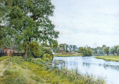 På floden Ouse vid Hemingford Grey, med herrgården i bakgrunden av William Fraser Garden