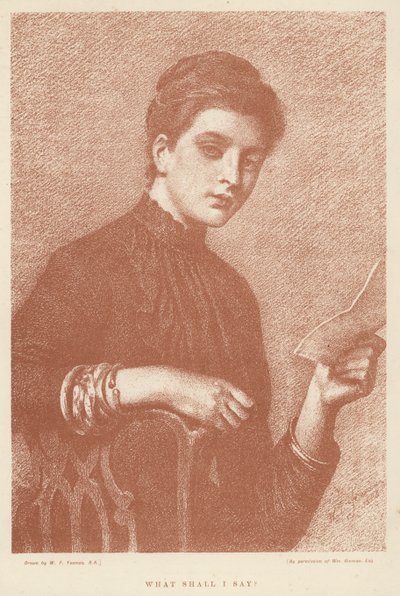 Vad ska jag säga? (litho) av William Frederick (after) Yeames