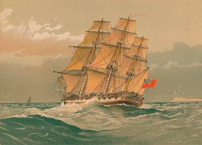 En fregatt med 38 kanoner, cirka 1770, sent 1800-tidigt 1900-tal. av William Frederick Mitchell