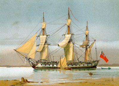 En Royal Navy 42 kanonfregatt, c1780 c1890-c1893. av William Frederick Mitchell