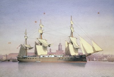 H.M.S. Monarch i Plymouth av William Frederick Mitchell