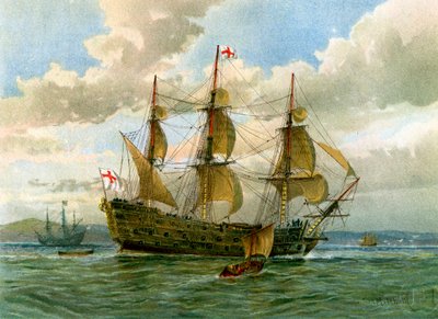 Royal Navy stridsskepp, c1650 c1890-c1893. av William Frederick Mitchell