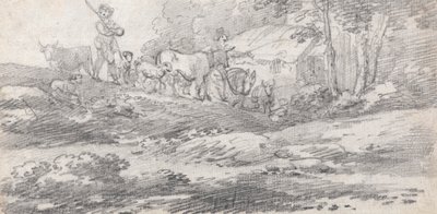 Landskap med figurer och boskap av William Frederick Wells