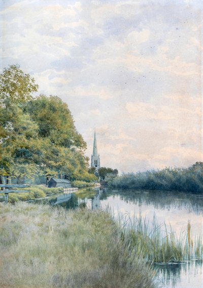 All Saints-kyrkan från bogseringsvägen, Hemingford Grey av William Garden Fraser