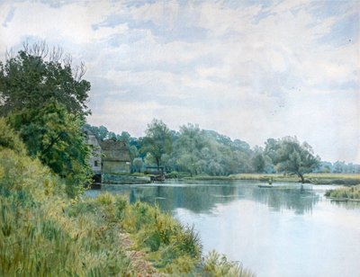Floden Ouse och kvarnen vid Hemingford Grey av William Garden Fraser
