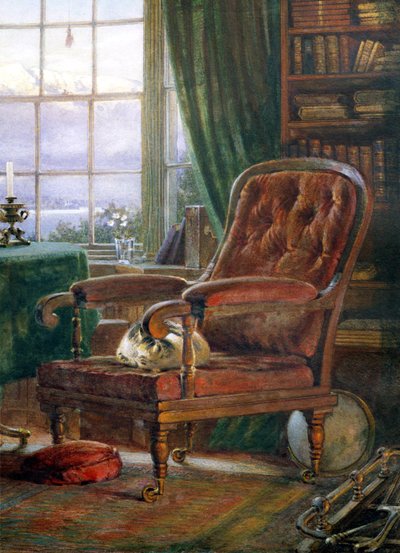 John Ruskins studerar i Brantwood, Cumbria, 1882 wc detalj av 26629 av William Gersham Collingwood