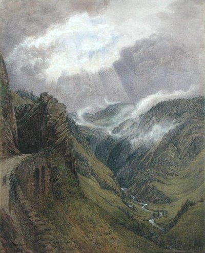 På Ruskins gamla väg mellan Morez och Les Rousses, Jura av William Gersham Collingwood