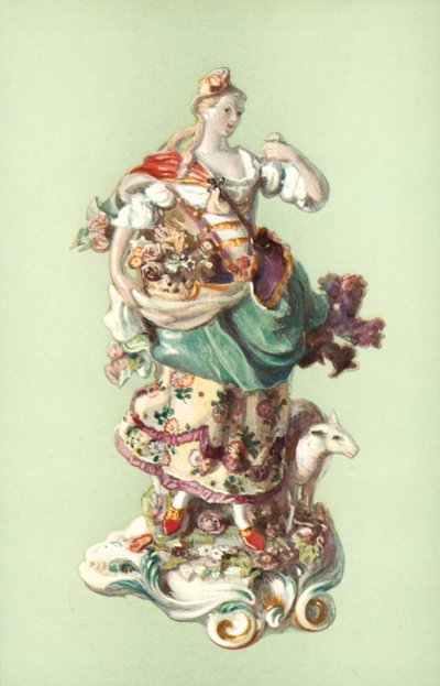 Figur av en herdinna, Chelsea (färg litho) av William Gibb