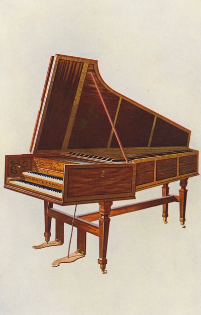 Musikinstrument: Empress cembalo (färglitografi) av William Gibb