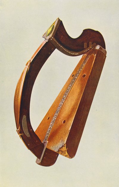 Musikinstrument: Lamont-harpan (färglitografi) av William Gibb