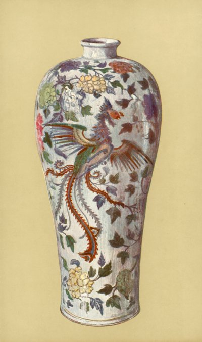 Vas i arkaisk stil, kinesisk, period av Yung Cheng (färg litho) av William Gibb