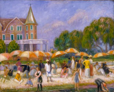 Paraplyer på stranden vid Blue Point av William Glackens