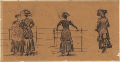 Kvinnostudier på parkräcket av William Glackens