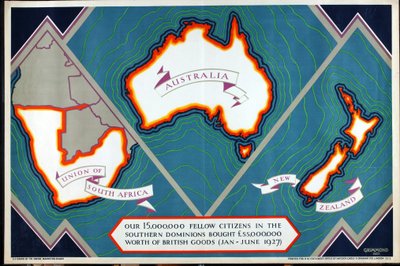Union of South Africa, Australien, Nya Zeeland, från serien "Where Our Exports Go" av William Grimmond
