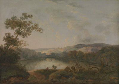 Utsikt över en sjö med fiskare av William Groombridge