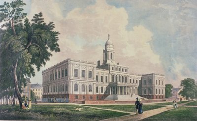 Stadshuset, graverat, tryckt och färglagt av I. Hill, 1826 av William Guy Wall