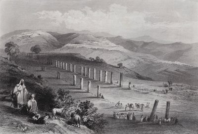 Sebaste, Samarias antika stad (gravyr) av William H. Bartlett