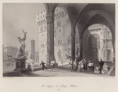 Loggia di Lanzi, Florens, Italien (gravyr) av William H. Bartlett