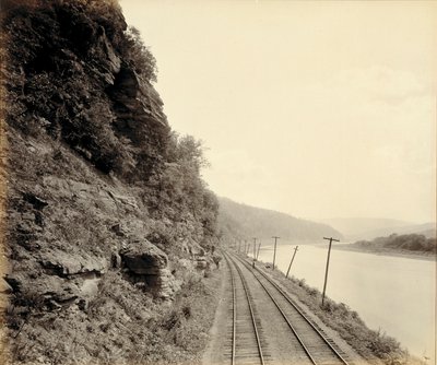 Cathedral Rocks, Susquehanna River nära Meshoppen, för Lehigh Valley Railroad av William H. Rau