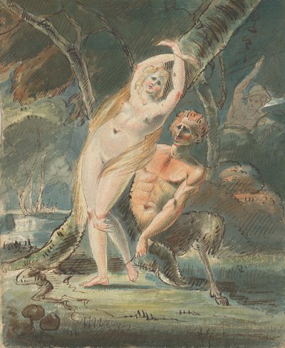 Amymone med en ljuvlig satyr, 1770-80. av William Hamilton
