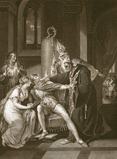 Edwy och Elgiva, graverad av Isaac Taylor, illustration från David Humes "The History of England", pub. av R. Bowyer, London, 1812 av William Hamilton