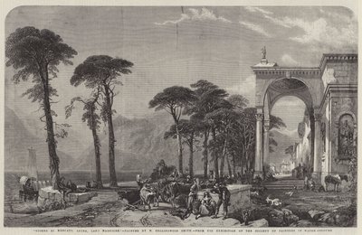 Marknadsdag, Luino, Lago Maggiore av William Harding Collingwood-Smith