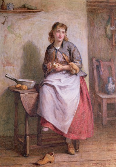 Flicka som skalar potatis av William Harris Weatherhead