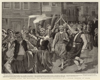 Armenien efter massakern, brudgummens procession vid ett muslimskt bröllop i Adana av William Hatherell
