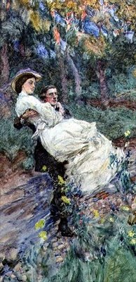 Crossing the Brook (akvarell på papper) av William Hatherell