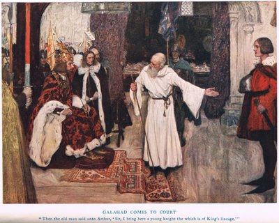 Galahad kommer till domstolen, illustration från 