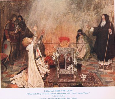 Galahad ser gralen, illustration från 