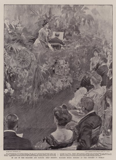 Till förmån för Soldiers and Sailors Help Society, Madame Melba sjunger på konserten i Dublin. av William Hatherell